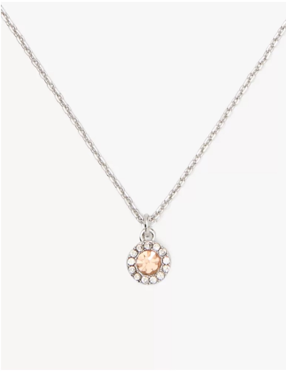 kate spade Silver-Tone Necklace with Champagne Color Gem NWT
